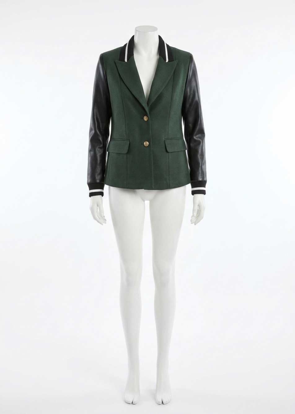 NEW FDJ melinda mixed media blazer in spruce green black